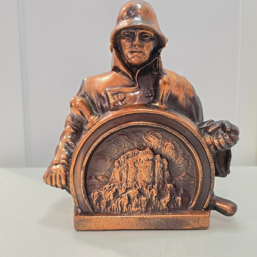 Vtg Pilot Life Insurance Co Sailor Bank Copper Finish Cast Metal 1930s Figural